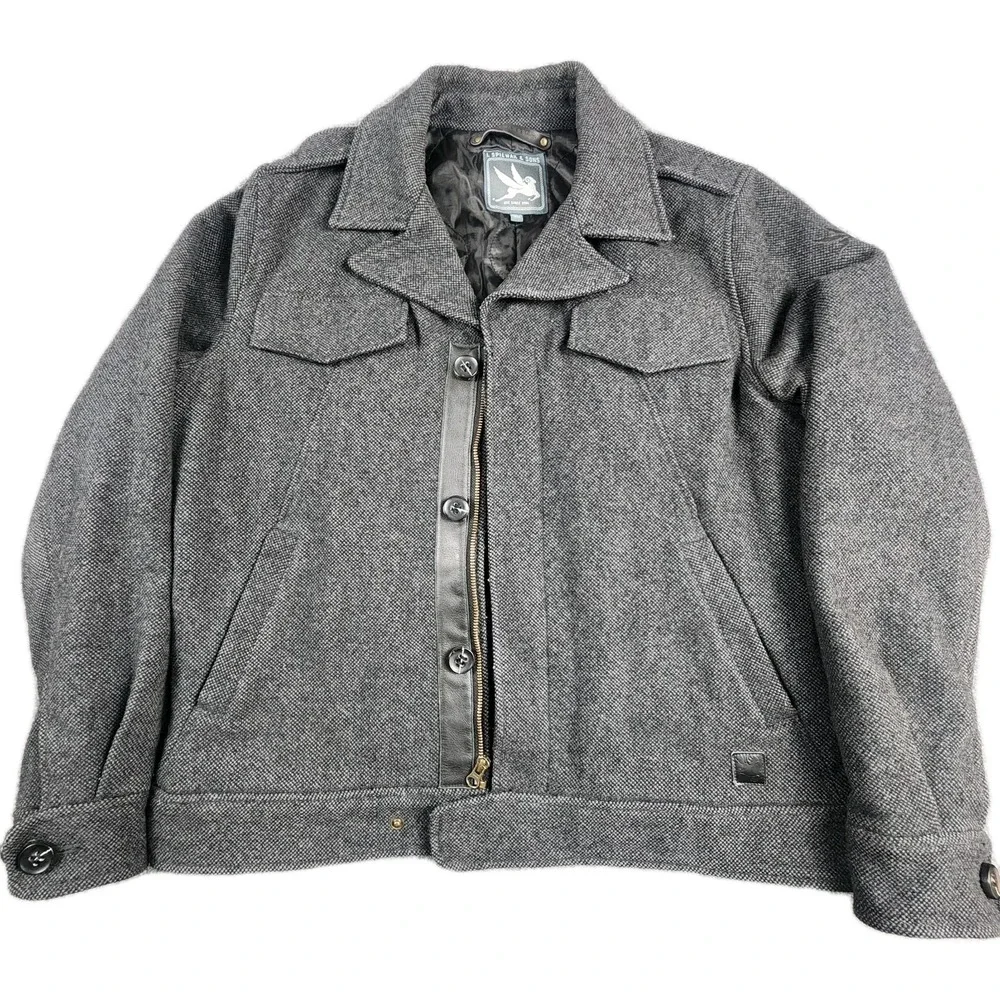 Spiewak & Sons L Gray Wool Thinsulate Jacket Heavy Classic‎ City Bomber Coat